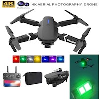 Dron Profesional E88 4K + Luz LED 7 Colores WiFi + Control Remoto Cámara HD Navidad Genieka